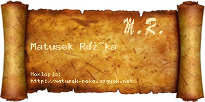 Matusek Réka névjegykártya